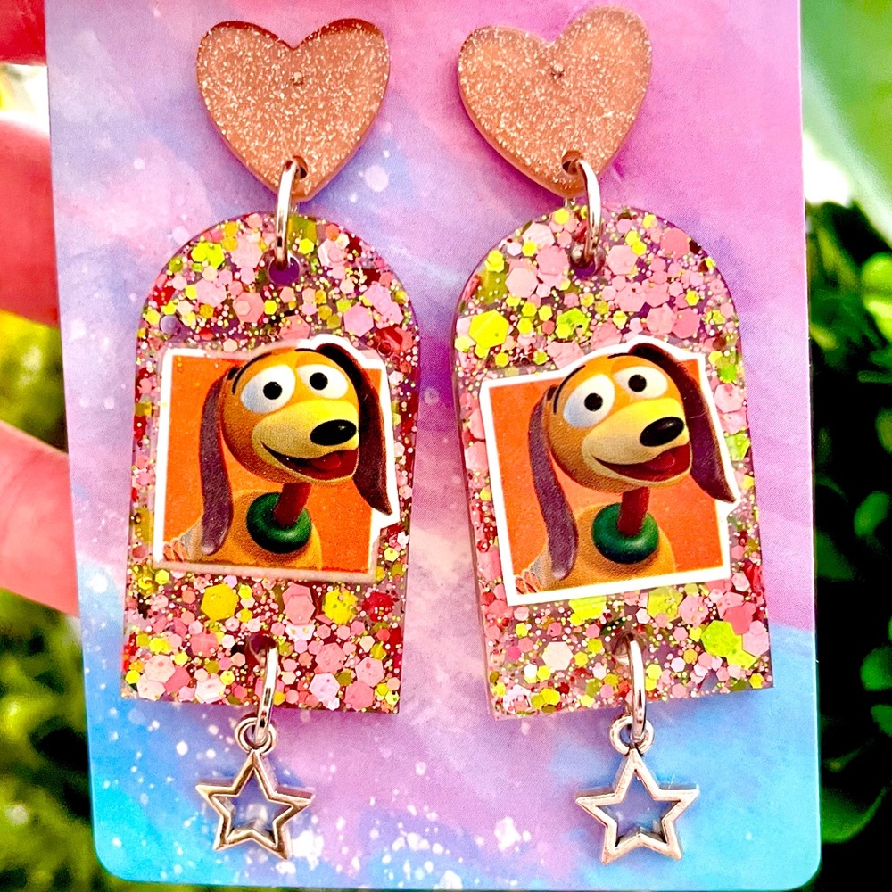 Slinky Dog Acrylic Dangle Earrings